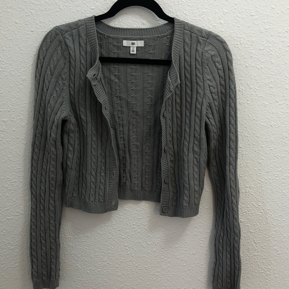 bp Gray Cropped Cable Knit Cardigan - Picture 3 of 5